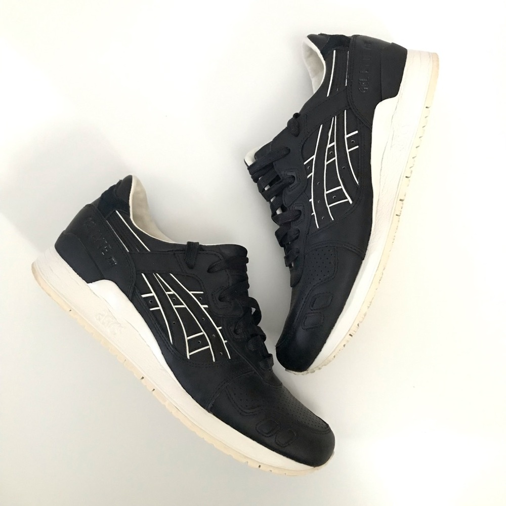 Asics Gel Lyte III OG Shoes Black Leather Kimono Sneakers H6S3L